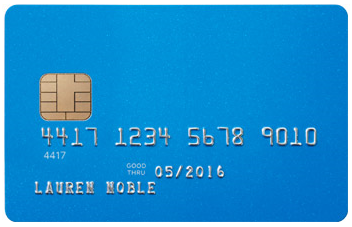 A credit card equipped with an EMV chip.