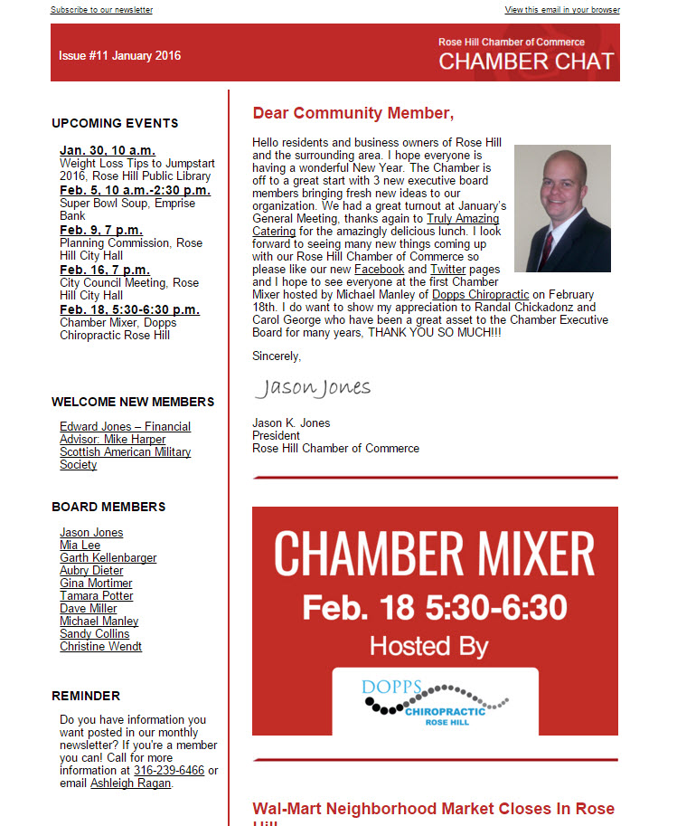 Rose Hill Chamber Chat Issue #11