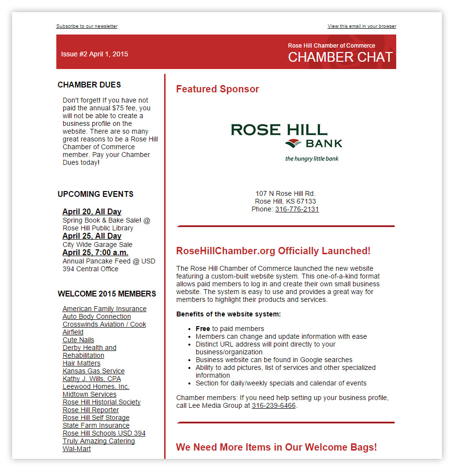 Rose Hill Chamber Chat Issue 2