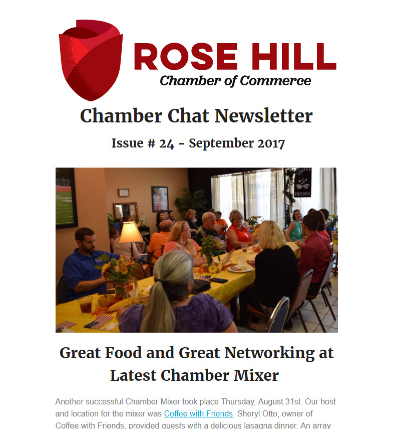 Rose Hill Chamber Chat Newsletter - August 2017